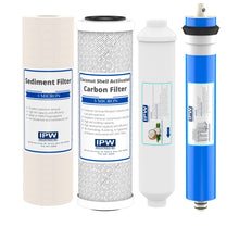 Load image into Gallery viewer, Isopure Water (ISO - 4PK - MEM) 4 Pack of filters including 50 GPD Membrane - Isopure Water - (1) Sed (1) CB (1) 50 GPD (1) Inline QC