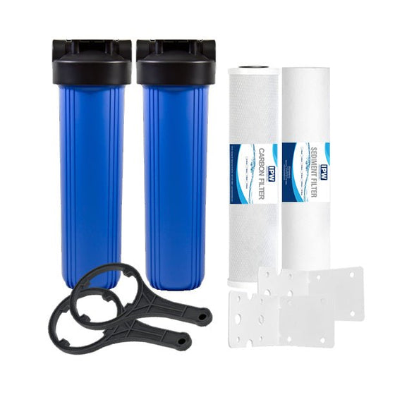 2-Stage-Whole-House-Water-Filter-System-w--20-Inch-Big-Blue-Housing--1-Inch-Inlet-Outlet-and-4.5x20-5-Micron-PP-+-Carbon-Filters,Isopure-Water,9