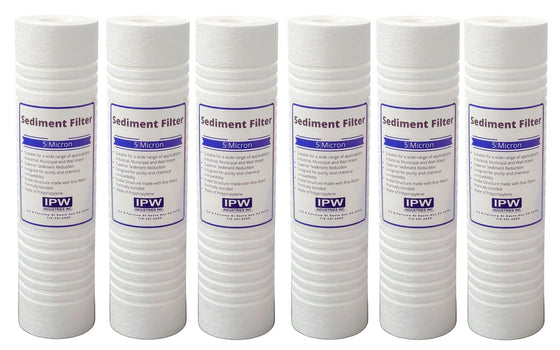 6-Pack-Replacement-for-Watts-VIH34APC-Polypropylene-Sediment-Filter---10”-x-2.5”---5-Micron,Isopure-Water,5