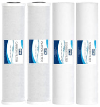 Load image into Gallery viewer, IPW Industries Inc 20&quot; x 4.5&quot; Big Blue CTO Carbon Block &amp; Sediment Replacement Filter Cartridges Combo Set | Whole House Filters 5 Micron
