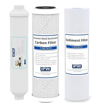 Load image into Gallery viewer, IPW Industries Inc -Replacement Filter Kit for 10&quot;x 2.5 RO Systems – Carbon Block, Sediment, and Inline GAC Filters
