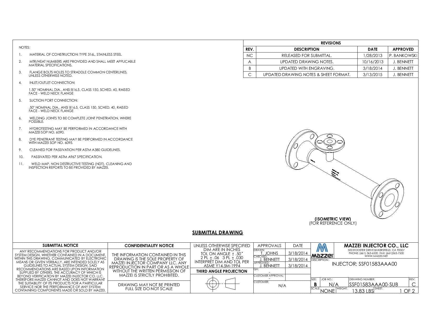 Mazzei - ISO 1585 Series - 40mm Male BSPT Inlet/Outlet Connections (0 ...