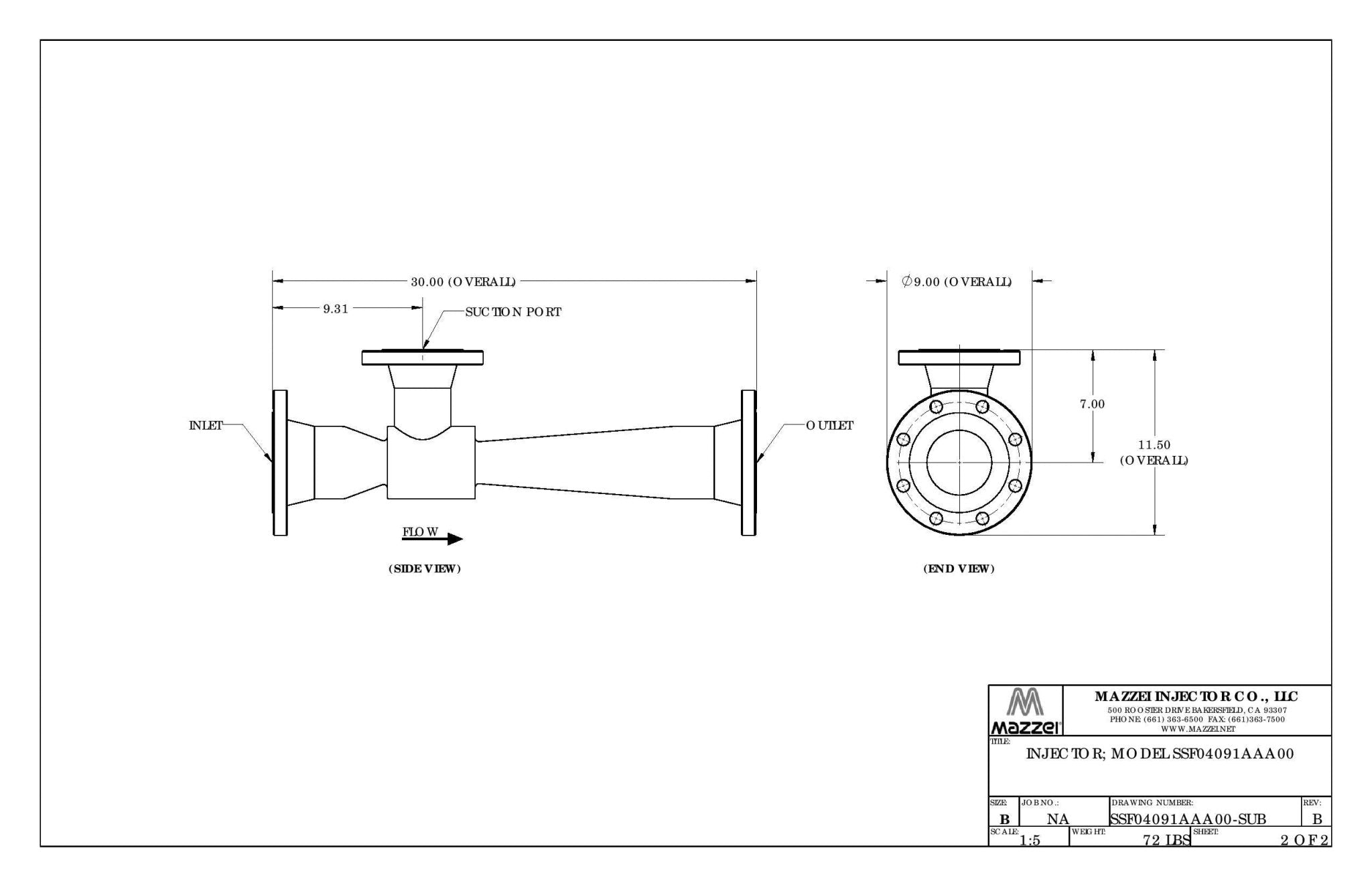Mazzei - ISO 4091 Series - 100mm Male BSPT Inlet/Outlet Connections (D ...