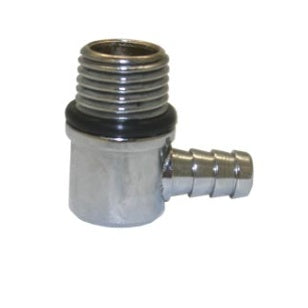 QMP (QMP504) Elbow; 1/4" Barb Adapter; Chrome