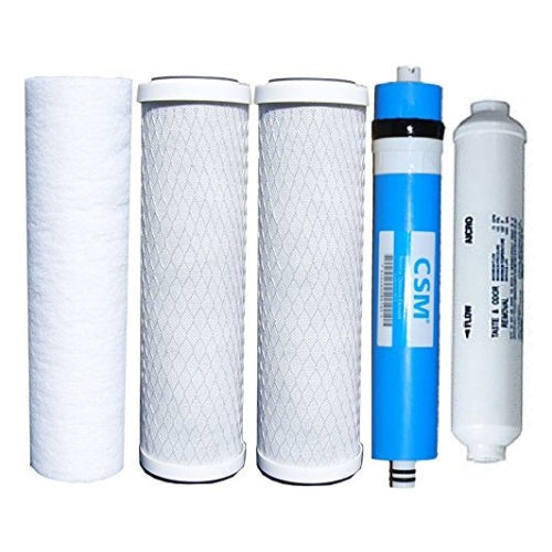 Watts Reverse Osmosis Replacement Filter Set 5 pcs with CSM 50 GPD Membrane with 1/4