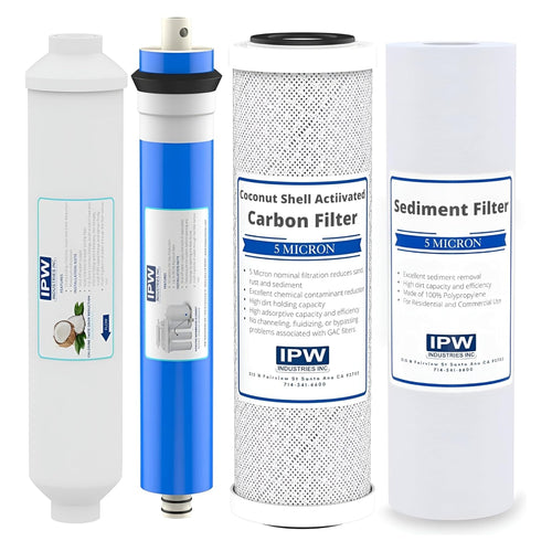 IPW Industries Universal 4-Stage Under Sink Reverse Osmosis Replacement Filter Kit - Replace Every 6-12 Months for Pure, Refreshing Water