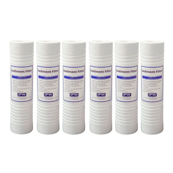 6-Pack-Replacement-for-Watts-VIH34APC-Polypropylene-Sediment-Filter---10”-x-2.5”---5-Micron,Isopure-Water,12