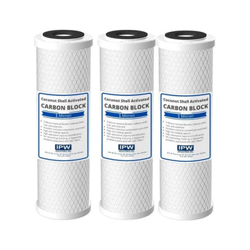 IPW Industries Inc-Carbon Block Water Filter Cartridges 1 Micron Compatible with CBR2-10R 155403-43, WHKF-DB2 & WHKF-DB1 or 34377-3 Pack