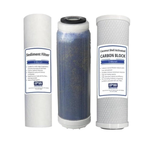 IPW-Industries-Inc.-Reverse-Osmosis-Deionization-(RODI)-10-Replacement-Filter-Kit-(Sediment-Cartridge,-Carbon-Cartridge,-Color-Indicating-DI-Cartridge-Filled-with-MBD-30-Nuclear-Grade-Resin,Isopure-Water,12