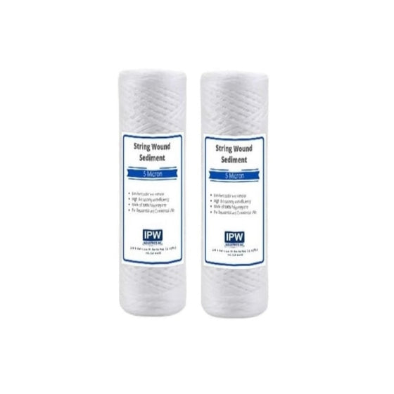 Pack-of-2-5-Micron-20-Full-Flow-String-Wound-Sediment-Water-Filter-Cartridge-|-Whole-House-Sediment-Filtration-|-Compatible-with-PC40-20,-WP1BB20P,-355222-45,-WPP-45200-01,-WPP-45200-01,-84650,Isopure-Water,12