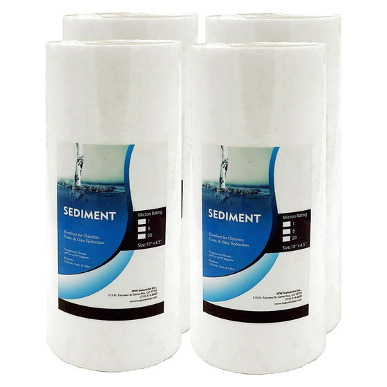 4-Pack-of-1-Micron-10-x-4.5-Full-Flow-Sediment-Water-Filter-Replacement-Cartridge-|-Whole-House-Sediment-Filtration-|-Compatible-with-W15-PR,-HD-950,-WFHD13001B,-GXWH35F,-GXWH30C,-HF45-10BLBK10PR,Isopure-Water,1