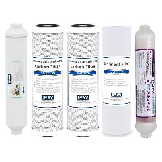 IPW-Industries-Inc-Compatible-Replacement-Water-Filters-for-iSpring-RCC7AK,-6-Stage-Alkaline-Reverse-Osmosis-System,-75-GPD,-pH+-Remineralization,-White-(Set-of-5),Isopure-Water,11
