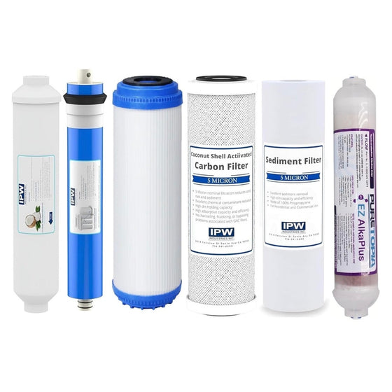 IPW-Industries-Replacement-Filter-Set-compatible-with-Geekpure-6-Stage-Reverse-Osmosis-RO-Water-System-with-Alkaline-pH+-Filter,-75-GPD-(Set-of-6-Filters),Isopure-Water,12