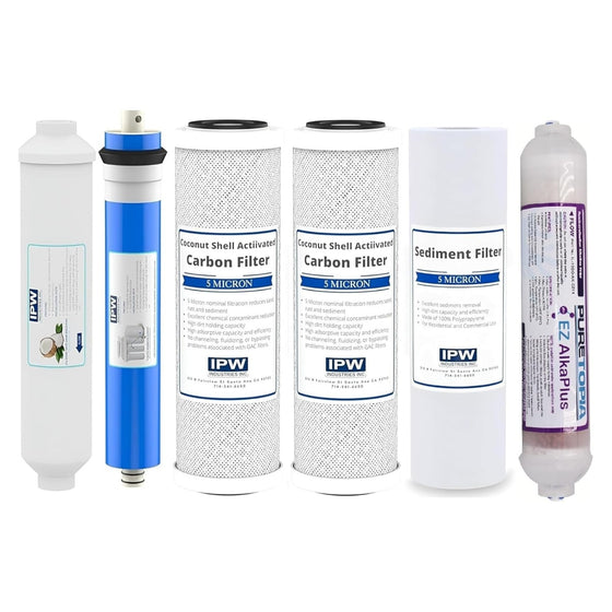 IPW-Industries-Inc-Compatible-Replacement-Water-Filters-for-iSpring-RCC7AK,-6-Stage-Alkaline-Reverse-Osmosis-System,-75-GPD,-pH+-Remineralization,-White-(Set-of-6),Isopure-Water,11