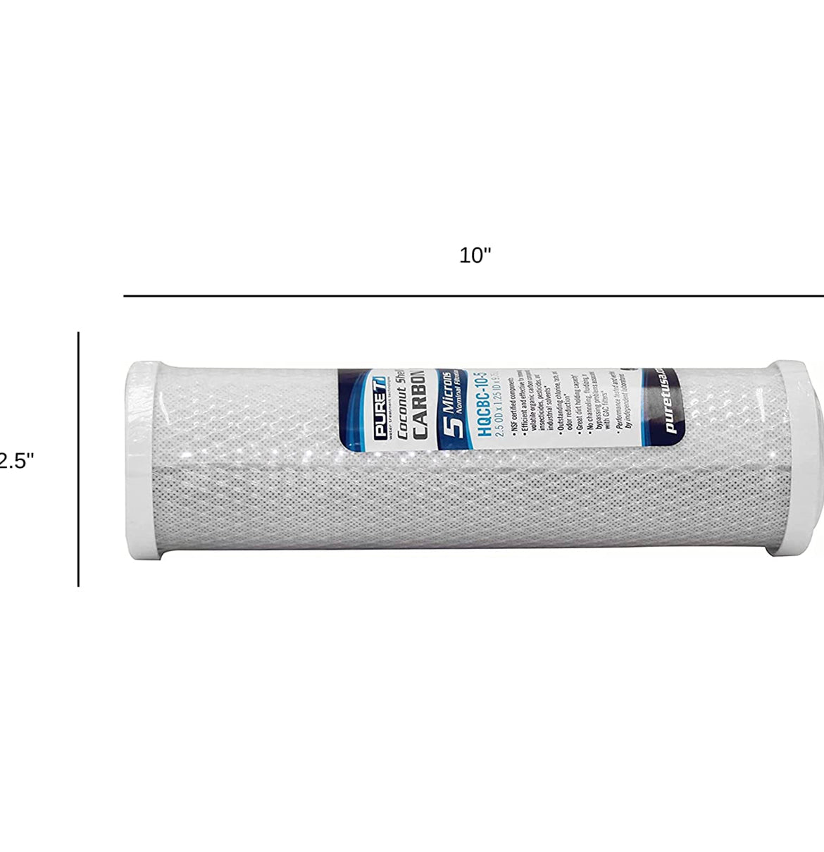 Filtre à Charbon Actif 10" 0.5 Micron Ions Argent - Cartouche Bloc Carbone Pour Eau Pure