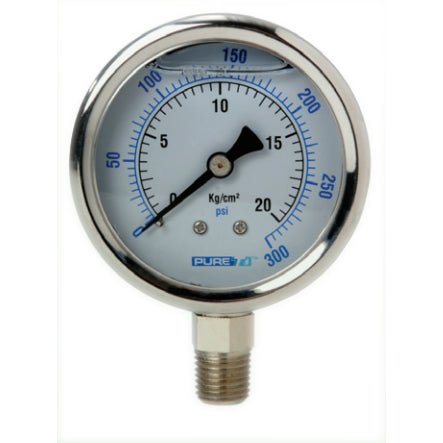 PureT---PGB---2.5-Dial-Liquid-Filled-Pressure-Gauge-Stainless-Steel;-1/4-NPT-Center-Bottom,Isopure-Water,8