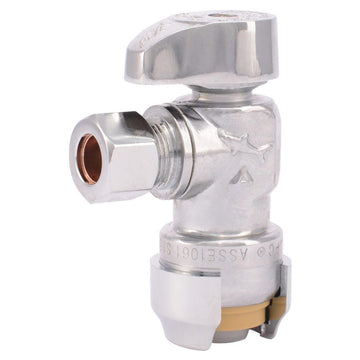 SharkBite-(23036-0000LF)1/2" QC × 3/8" Comp Angle Stop, Lead Free Valve