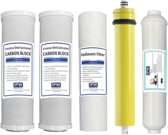 Watts-Replacement-Water-Filters-for-WP5-50-Reverse-Osmosis-System-w/-Compatible-50-GPD-Membrane-560018,Isopure-Water,6