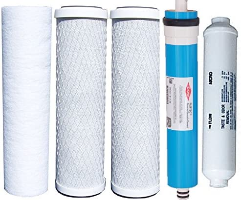 Watts Reverse Osmosis Replacement Filter Set 5 pcs w/ Filmtec 50 GPD Membrane